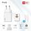 Travel Fast Charger inos with Dual Output USB A & USB C PD QC 3.0 20W White & Lightning Cable 1m White