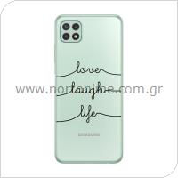 Θήκη TPU inos Samsung A226B Galaxy A22 5G Art Theme Love-Laugh-Life