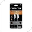 USB 2.0 Cable Duracell Braided Kevlar USB C to MFI Lightning 1m White