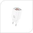 Travel Fast Charger Foneng EU71 with Dual Output USB A & USB C GaN PD 30W 3A White