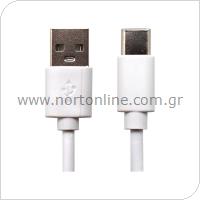 USB 2.0 Cable USB A to USB C 0.3m White (Bulk)
