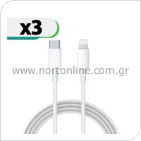 USB 2.0 Cable inos USB C to Lightning 1m White (3 pcs)