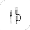 Καλώδιο Σύνδεσης USB 2.0 2 σε 1 USB C σε USB C ή USB A 2.4A 1m Μαύρο-Λευκό (Ασυσκεύαστο)