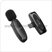 Ασύρματο Μικρόφωνο Devia AP004 με Δέκτη USB C & Κλιπ Kintone Μαύρο