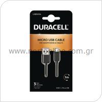Καλώδιο Σύνδεσης USB 2.0 Duracell USB A σε Micro USB 1m Μαύρο