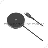Wireless Charger Magnetic Mini Foneng W03 15W with Stand & Cable 1m Black