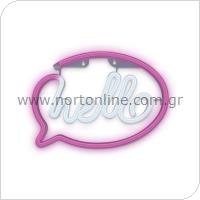 Neon LED Forever Light FLNE15 HELLO (USB/Battery Operation & On/Off) Pink - White