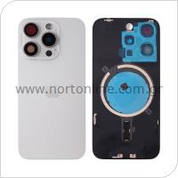 Back Cover Glass Apple iPhone 15 Pro Max with Magsafe Magnets White Titanium (OEM)