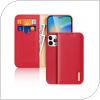 Leather Wallet Cover Dux Ducis Hivo RFID Wallet Apple iPhone 15 Pro Red