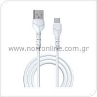 Καλώδιο Σύνδεσης USB 2.0 Devia EC145 USB A σε USB C 1m Kintone Λευκό