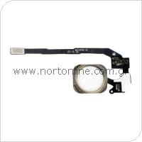 Καλώδιο Πλακέ με Εξωτερικό Κεντρικό Πλήκτρο Home Apple iPhone 5S/ iPhone SE Λευκό (OEM)