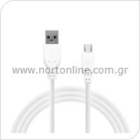 Καλώδιο Σύνδεσης USB 2.0 inos USB A σε Micro USB 2m Λευκό