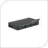 Hub USB C Natec Silkworm NHU-1343 σε 4 x USB 3.0 Μαύρο