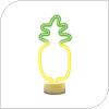 Neon LED Forever Light FSC-12 PINEAPPLE (USB/Μπαταρίας & On/Off) με Stand Κίτρινο-Πράσινο