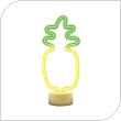 Neon LED Forever Light FSC-12 PINEAPPLE (USB/Μπαταρίας & On/Off) με Stand Κίτρινο-Πράσινο