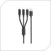 Καλώδιο Σύνδεσης USB 2.0 Foneng XS07 3in1 USB A σε micro USB & USB C & Lightning 3A 1.2m Μαύρο