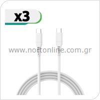 Καλώδιο Σύνδεσης USB 2.0 inos USB C σε USB C 1m Λευκό (3 τεμ.)