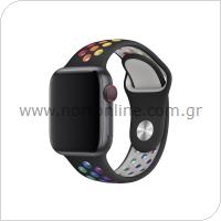 Strap Devia Sport2 Apple Watch (38/ 40/ 41mm) Deluxe Black-Rainbow