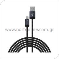 Καλώδιο Σύνδεσης USB 2.0 Devia EC650 Braided USB A σε Lightning 1m Gracious Μαύρο