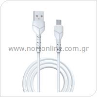 Καλώδιο Σύνδεσης USB 2.0 Devia EC205 V2 USB A σε Micro USB 1m Kintone Λευκό