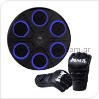 Music Boxing Machine Τοίχου & Γάντια Πυγμαχίας Κοφτά MMA One Size Μαύρο