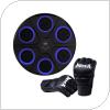 Music Boxing Machine Τοίχου & Γάντια Πυγμαχίας Κοφτά MMA One Size Μαύρο