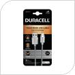 USB 2.0 Cable Duracell Braided Kevlar USB A to MFI Lightning 1m White