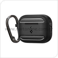 Θήκη Σιλικόνης Spigen Rugged Armor Apple AirPods Pro 3 με Γάντζο Μαύρο