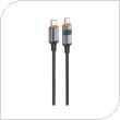 USB 2.0 Cable Foneng X116 Power Display Aluminum Alloy Braided USB C to USB C 60W 1.2m Black