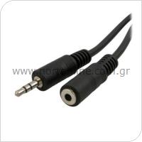 Extend Audio Aux Cable Male 3.5mm/ Female 3.5mm 1.5m Black (Bulk)