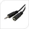 Extend Audio Aux Cable Male 3.5mm/ Female 3.5mm 1.5m Black (Bulk)