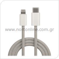 USB 2.0 Cable Maxlife MXUC-06 Braided USB C to Lightning PD 20W 1m Grey