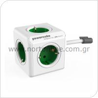 Allocacoc PowerCube Extended 5AC & 1.5m Cable Green