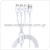 Καλώδιο Σύνδεσης USB 2.0 3in1 Devia EC141 USB A σε micro USB & USB C & Lightning 1.2m Smart Λευκό