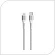 USB 2.0 Cable Woven Devia EC409 Braided USB C to Lightning PD 20W 1.5m Gracious White