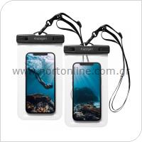Universal Waterproof Case Spigen A601 for Smartphones up to 6.8'' Crystal Clear (2 pcs)