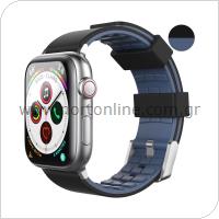 Λουράκι Σιλικόνης Ahastyle WA11 Duotone Premium Silicone Apple Watch (42/ 44/ 45mm) Μαύρο-Σκούρο Μπλε