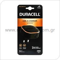 Φορτιστής Ταξιδίου Duracell 12W με Έξοδο USB 2.4A Μαύρο