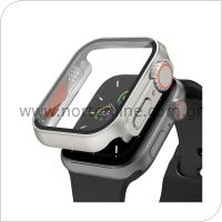 Θήκη PC με Tempered Glass Ahastyle WG115 Apple Watch 7/8/9 45mm Upgrade σε Ultra Ασημί