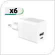 Travel Fast Charger inos with Dual Output USB A & USB C PD 3.0 45W White (6 pcs)