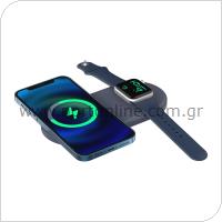 Desktop Holder Ahastyle PT135 for Apple iPhone 13 Series & iWatch MagSafe Charger Silicon 2in1 Blue