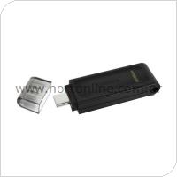 USB 3.2 Flash Disk Kingston DT70 USB C 128GB Μαύρο