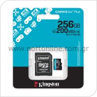 Micro SDXC C10 UHS-I U3 Memory Card Kingston Canvas Select Plus 200MB/s 256GB + 1 ADP