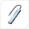 Hub USB C Devia EC135 5 σε 1 (Updated) με Card Reader Leopard PD Σκούρο Γκρι