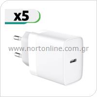 Travel Fast Charger inos with USB C Output PD QC 3.0 30W White (5 pcs)