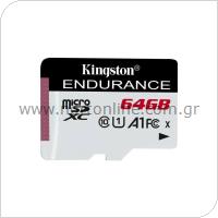 Κάρτα μνήμης Micro SDHC C10 UHS-I U1 Kingston High Endurance 95MB/s 64Gb