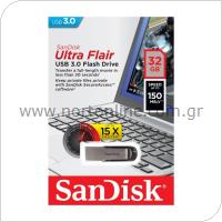 USB 3.0 Flash Disk SanDisk Flair SDCZ73 USB A 32GB 150MB/s Μαύρο