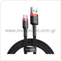 Καλώδιο Σύνδεσης USB 2.0 Baseus Cafule USB A σε USB C 2A 2m Μαύρο-Κόκκινο