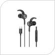 Hands Free Stereo Foneng T68 Heavy Bass Gaming USB C Black