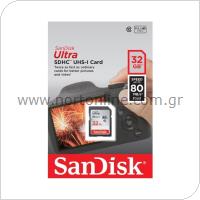 Κάρτα μνήμης SDHC C10 UHS-I SanDisk Ultra 80MB/s 32Gb